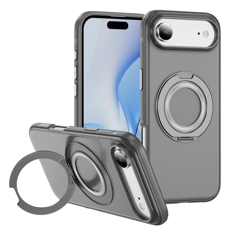 For iPhone Air Skin Feel Translucent PC Gear Holder C MagSafe Phone Case(Bright Grey+Grey) - iPhone Air Cases by buy2fix | Online Shopping UK | buy2fix