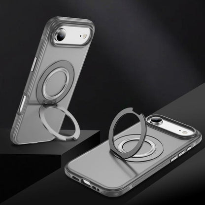 For iPhone Air Skin Feel Translucent PC Gear Holder C MagSafe Phone Case(Bright Grey+Grey) - iPhone Air Cases by buy2fix | Online Shopping UK | buy2fix