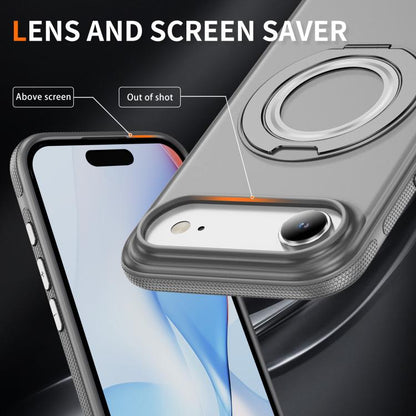 For iPhone Air Skin Feel Translucent PC Gear Holder C MagSafe Phone Case(Bright Grey+Grey) - iPhone Air Cases by buy2fix | Online Shopping UK | buy2fix