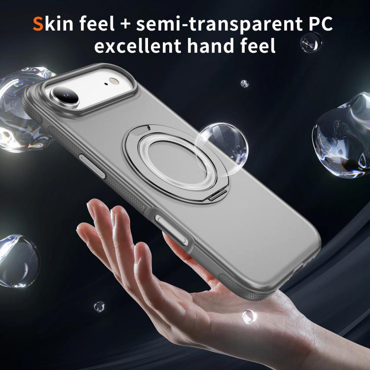 For iPhone Air Skin Feel Translucent PC Gear Holder C MagSafe Phone Case(Bright Grey+Grey) - iPhone Air Cases by buy2fix | Online Shopping UK | buy2fix