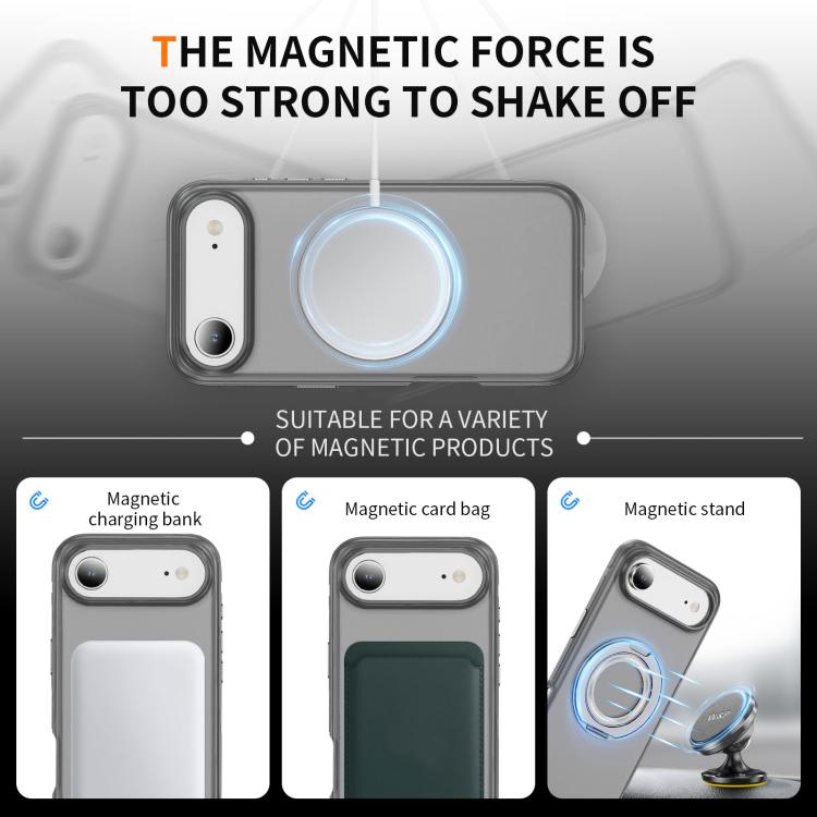 For iPhone Air Skin Feel Translucent PC Gear Holder C MagSafe Phone Case(Bright Grey+Grey) - iPhone Air Cases by buy2fix | Online Shopping UK | buy2fix