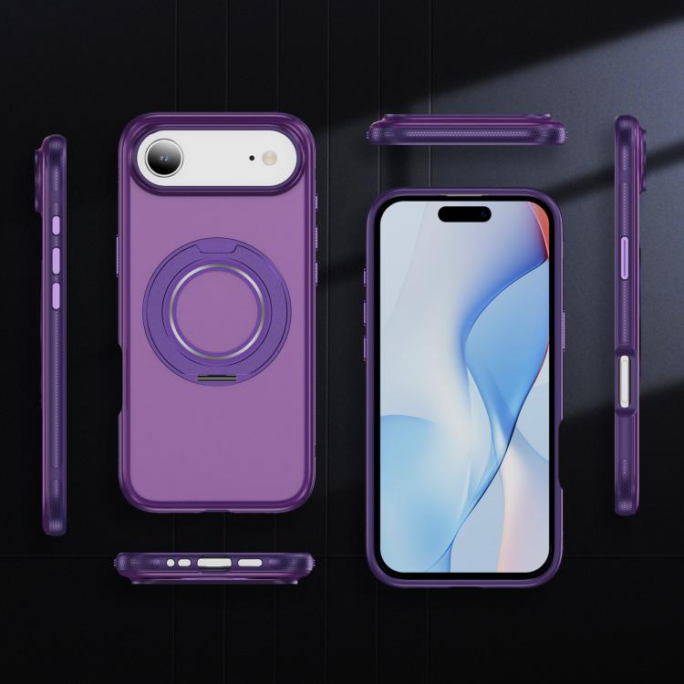 For iPhone Air Skin Feel Translucent PC Gear Holder C MagSafe Phone Case(Bright Purple + Purple) - iPhone Air Cases by buy2fix | Online Shopping UK | buy2fix