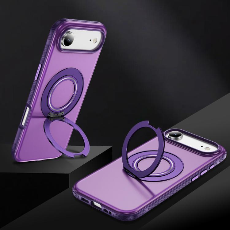 For iPhone Air Skin Feel Translucent PC Gear Holder C MagSafe Phone Case(Bright Purple + Purple) - iPhone Air Cases by buy2fix | Online Shopping UK | buy2fix