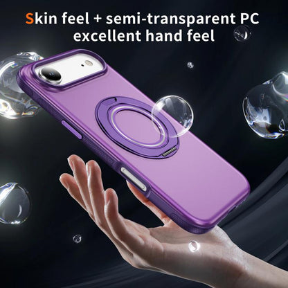For iPhone Air Skin Feel Translucent PC Gear Holder C MagSafe Phone Case(Bright Purple + Purple) - iPhone Air Cases by buy2fix | Online Shopping UK | buy2fix