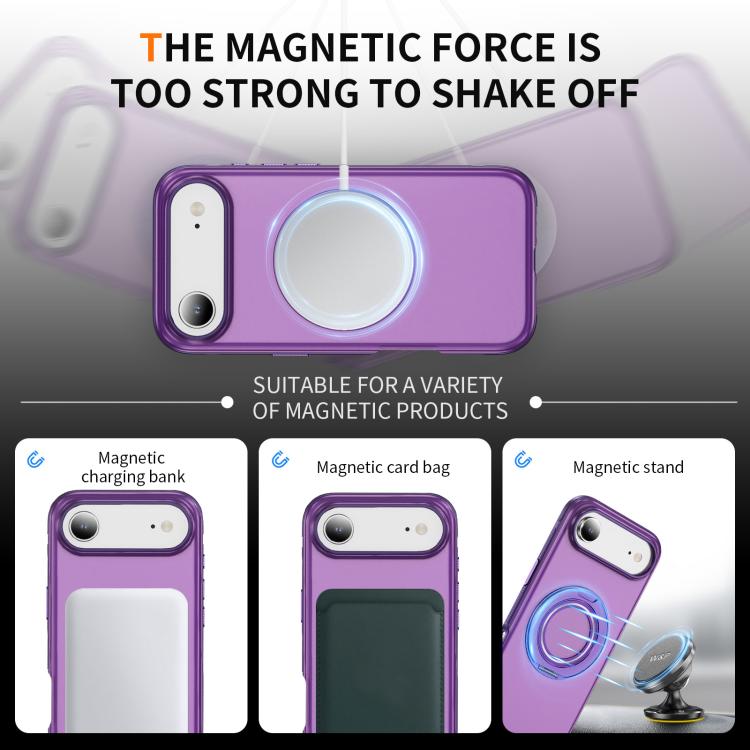 For iPhone Air Skin Feel Translucent PC Gear Holder C MagSafe Phone Case(Bright Purple + Purple) - iPhone Air Cases by buy2fix | Online Shopping UK | buy2fix