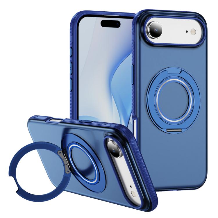 For iPhone Air Skin Feel Translucent PC Gear Holder C MagSafe Phone Case(Transparent Blue + Royal Blue) - iPhone Air Cases by buy2fix | Online Shopping UK | buy2fix
