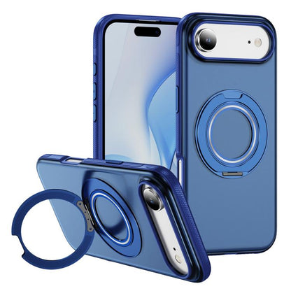 For iPhone Air Skin Feel Translucent PC Gear Holder C MagSafe Phone Case(Transparent Blue + Royal Blue) - iPhone Air Cases by buy2fix | Online Shopping UK | buy2fix