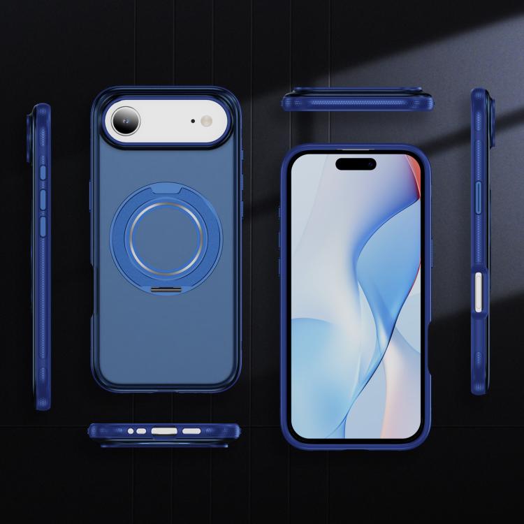 For iPhone Air Skin Feel Translucent PC Gear Holder C MagSafe Phone Case(Transparent Blue + Royal Blue) - iPhone Air Cases by buy2fix | Online Shopping UK | buy2fix