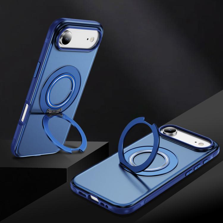 For iPhone Air Skin Feel Translucent PC Gear Holder C MagSafe Phone Case(Transparent Blue + Royal Blue) - iPhone Air Cases by buy2fix | Online Shopping UK | buy2fix