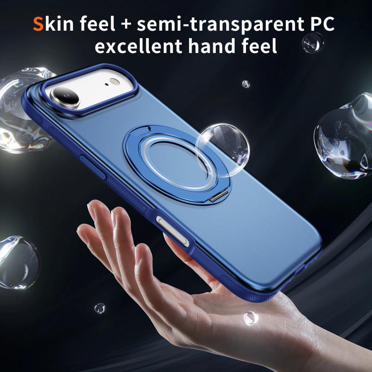 For iPhone Air Skin Feel Translucent PC Gear Holder C MagSafe Phone Case(Transparent Blue + Royal Blue) - iPhone Air Cases by buy2fix | Online Shopping UK | buy2fix