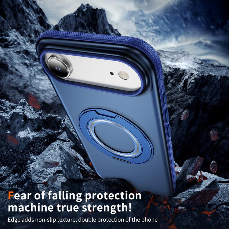 For iPhone Air Skin Feel Translucent PC Gear Holder C MagSafe Phone Case(Transparent Blue + Royal Blue) - iPhone Air Cases by buy2fix | Online Shopping UK | buy2fix