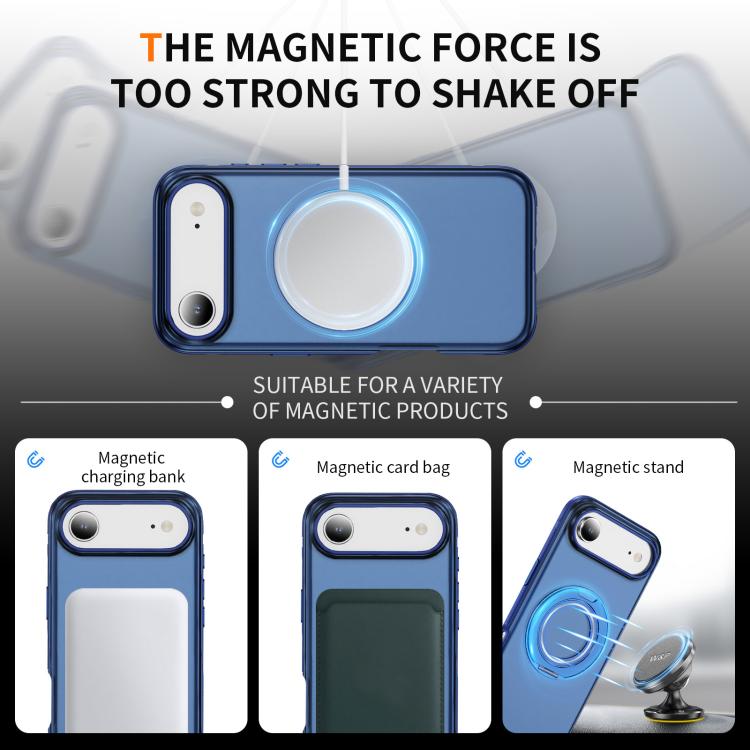 For iPhone Air Skin Feel Translucent PC Gear Holder C MagSafe Phone Case(Transparent Blue + Royal Blue) - iPhone Air Cases by buy2fix | Online Shopping UK | buy2fix