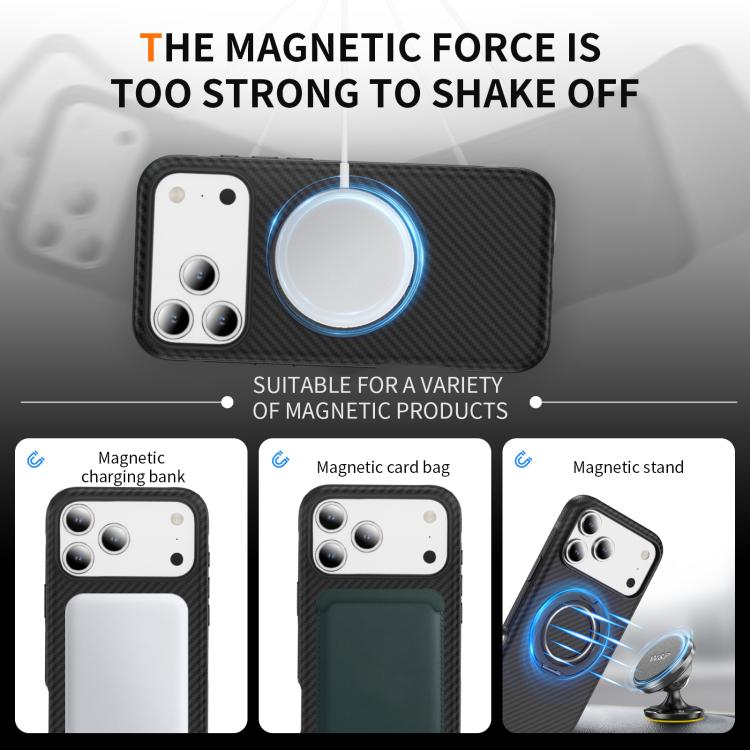 For iPhone 17 Pro Max Carbon Fiber Gear Holder C Type MagSafe Phone Case(Black) - iPhone 17 Pro Max Cases by buy2fix | Online Shopping UK | buy2fix