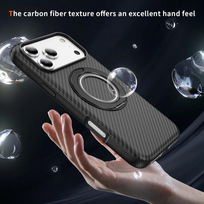 For iPhone 17 Pro Carbon Fiber Gear Holder C Type MagSafe Phone Case(Black) - iPhone 17 Pro Cases by buy2fix | Online Shopping UK | buy2fix