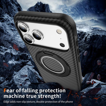 For iPhone 17 Pro Carbon Fiber Gear Holder C Type MagSafe Phone Case(Black) - iPhone 17 Pro Cases by buy2fix | Online Shopping UK | buy2fix