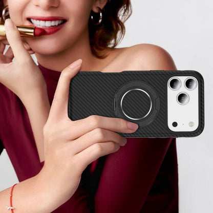 For iPhone 17 Pro Carbon Fiber Gear Holder C Type MagSafe Phone Case(Black) - iPhone 17 Pro Cases by buy2fix | Online Shopping UK | buy2fix