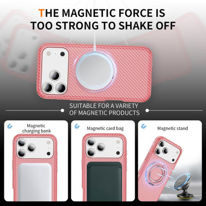 For iPhone 17 Pro Carbon Fiber Gear Holder C Type MagSafe Phone Case(Bright Pink + Pink) - iPhone 17 Pro Cases by buy2fix | Online Shopping UK | buy2fix