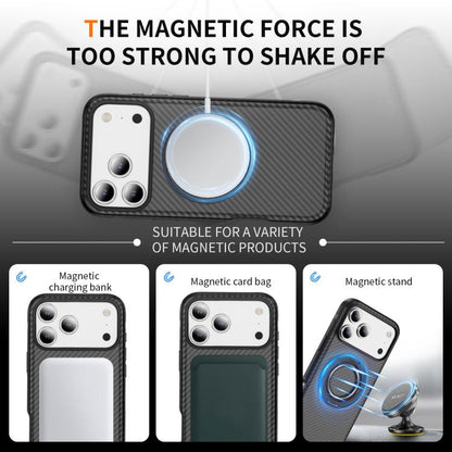 For iPhone 17 Pro Carbon Fiber Gear Holder C Type MagSafe Phone Case(Bright Grey + Black) - iPhone 17 Pro Cases by buy2fix | Online Shopping UK | buy2fix