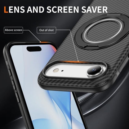 For iPhone Air Carbon Fiber Gear Holder C Type MagSafe Phone Case(Black) - iPhone Air Cases by buy2fix | Online Shopping UK | buy2fix
