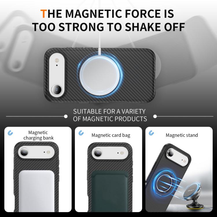 For iPhone Air Carbon Fiber Gear Holder C Type MagSafe Phone Case(Black) - iPhone Air Cases by buy2fix | Online Shopping UK | buy2fix