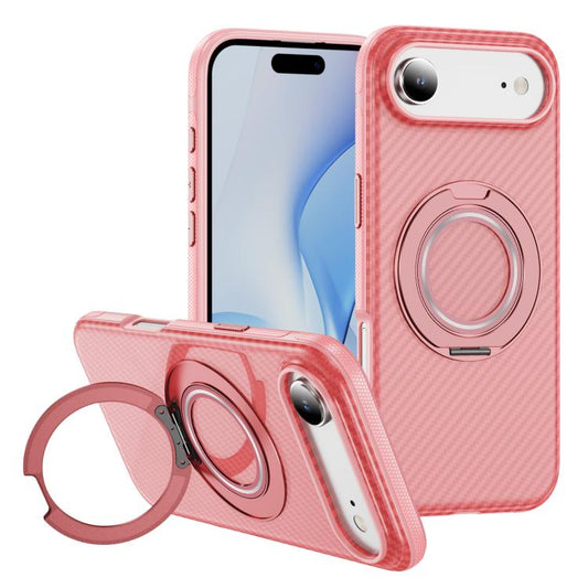 For iPhone Air Carbon Fiber Gear Holder C Type MagSafe Phone Case(Bright Pink + Pink) - iPhone Air Cases by buy2fix | Online Shopping UK | buy2fix