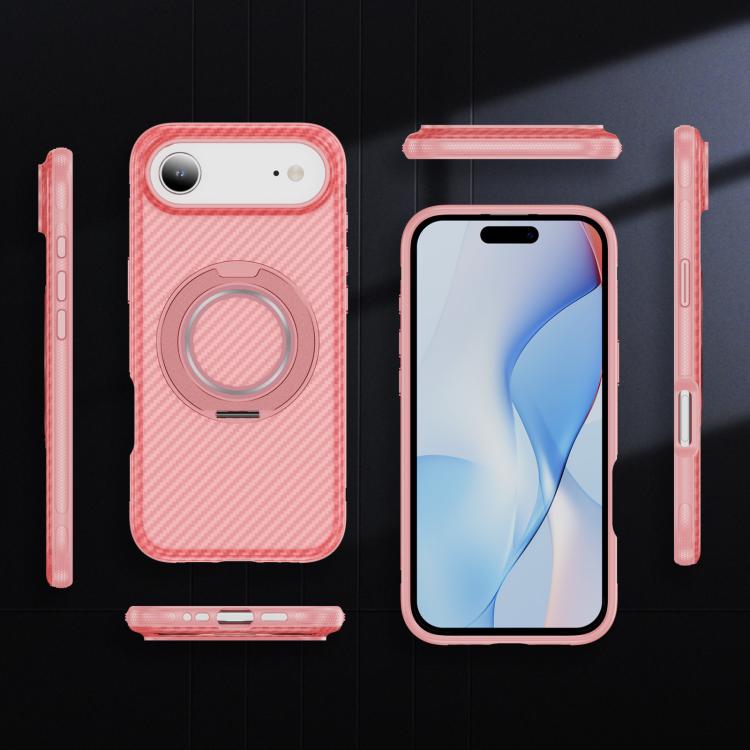 For iPhone Air Carbon Fiber Gear Holder C Type MagSafe Phone Case(Bright Pink + Pink) - iPhone Air Cases by buy2fix | Online Shopping UK | buy2fix