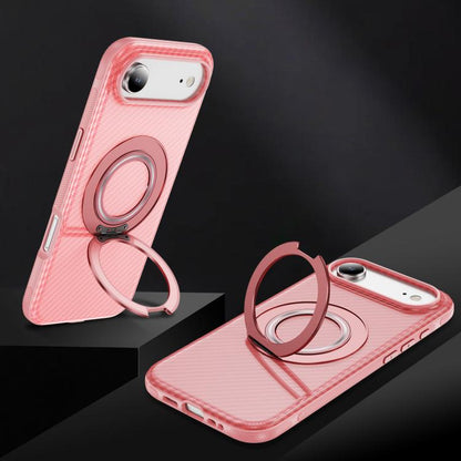For iPhone Air Carbon Fiber Gear Holder C Type MagSafe Phone Case(Bright Pink + Pink) - iPhone Air Cases by buy2fix | Online Shopping UK | buy2fix