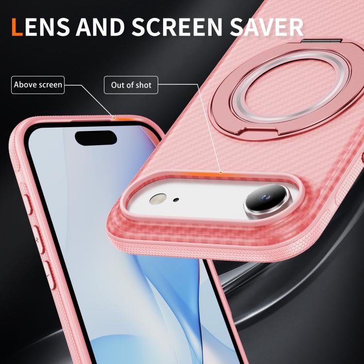 For iPhone Air Carbon Fiber Gear Holder C Type MagSafe Phone Case(Bright Pink + Pink) - iPhone Air Cases by buy2fix | Online Shopping UK | buy2fix
