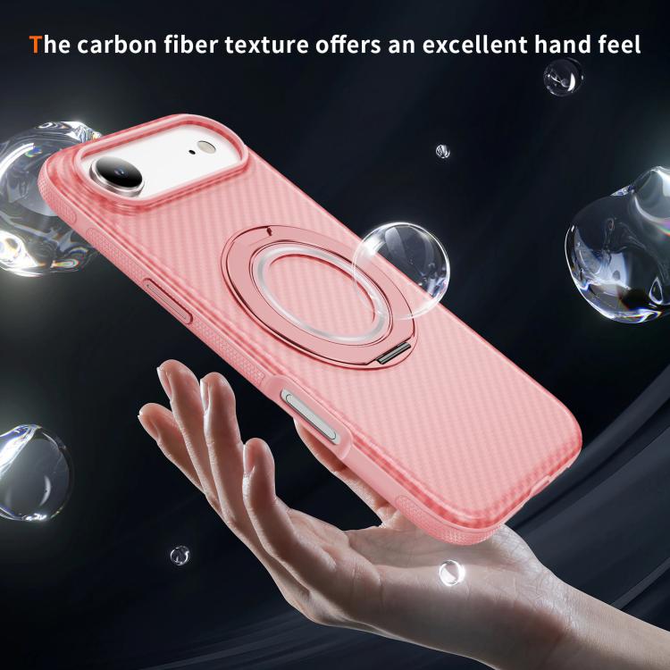 For iPhone Air Carbon Fiber Gear Holder C Type MagSafe Phone Case(Bright Pink + Pink) - iPhone Air Cases by buy2fix | Online Shopping UK | buy2fix