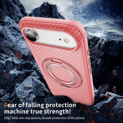 For iPhone Air Carbon Fiber Gear Holder C Type MagSafe Phone Case(Bright Pink + Pink) - iPhone Air Cases by buy2fix | Online Shopping UK | buy2fix