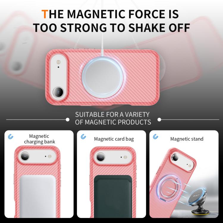 For iPhone Air Carbon Fiber Gear Holder C Type MagSafe Phone Case(Bright Pink + Pink) - iPhone Air Cases by buy2fix | Online Shopping UK | buy2fix