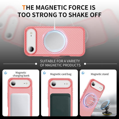 For iPhone Air Carbon Fiber Gear Holder C Type MagSafe Phone Case(Bright Pink + Pink) - iPhone Air Cases by buy2fix | Online Shopping UK | buy2fix