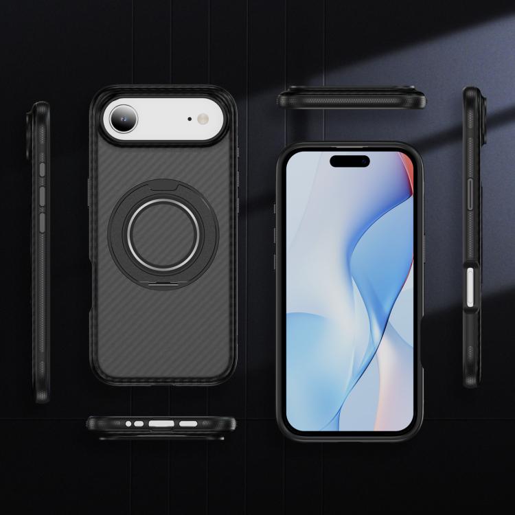 For iPhone Air Carbon Fiber Gear Holder C Type MagSafe Phone Case(Bright Grey + Black) - iPhone Air Cases by buy2fix | Online Shopping UK | buy2fix