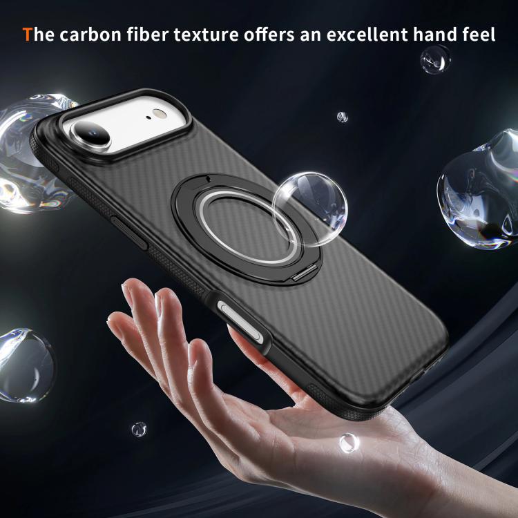For iPhone Air Carbon Fiber Gear Holder C Type MagSafe Phone Case(Bright Grey + Black) - iPhone Air Cases by buy2fix | Online Shopping UK | buy2fix