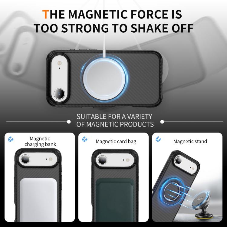 For iPhone Air Carbon Fiber Gear Holder C Type MagSafe Phone Case(Bright Grey + Black) - iPhone Air Cases by buy2fix | Online Shopping UK | buy2fix