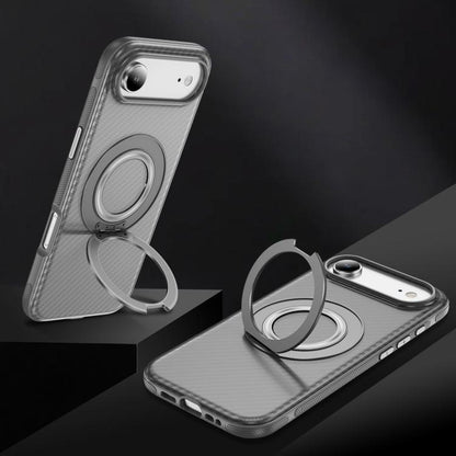 For iPhone Air Carbon Fiber Gear Holder C Type MagSafe Phone Case(Bright Grey+Grey) - iPhone Air Cases by buy2fix | Online Shopping UK | buy2fix