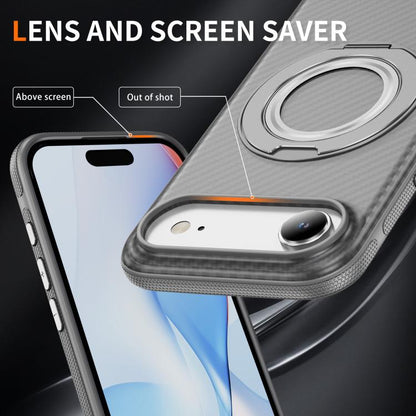 For iPhone Air Carbon Fiber Gear Holder C Type MagSafe Phone Case(Bright Grey+Grey) - iPhone Air Cases by buy2fix | Online Shopping UK | buy2fix