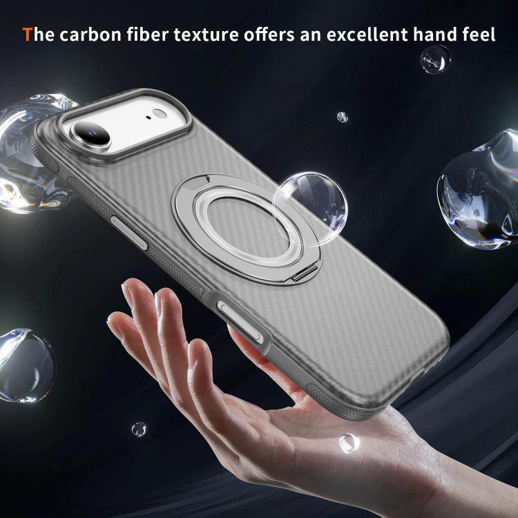 For iPhone Air Carbon Fiber Gear Holder C Type MagSafe Phone Case(Bright Grey+Grey) - iPhone Air Cases by buy2fix | Online Shopping UK | buy2fix