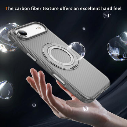 For iPhone Air Carbon Fiber Gear Holder C Type MagSafe Phone Case(Bright Grey+Grey) - iPhone Air Cases by buy2fix | Online Shopping UK | buy2fix