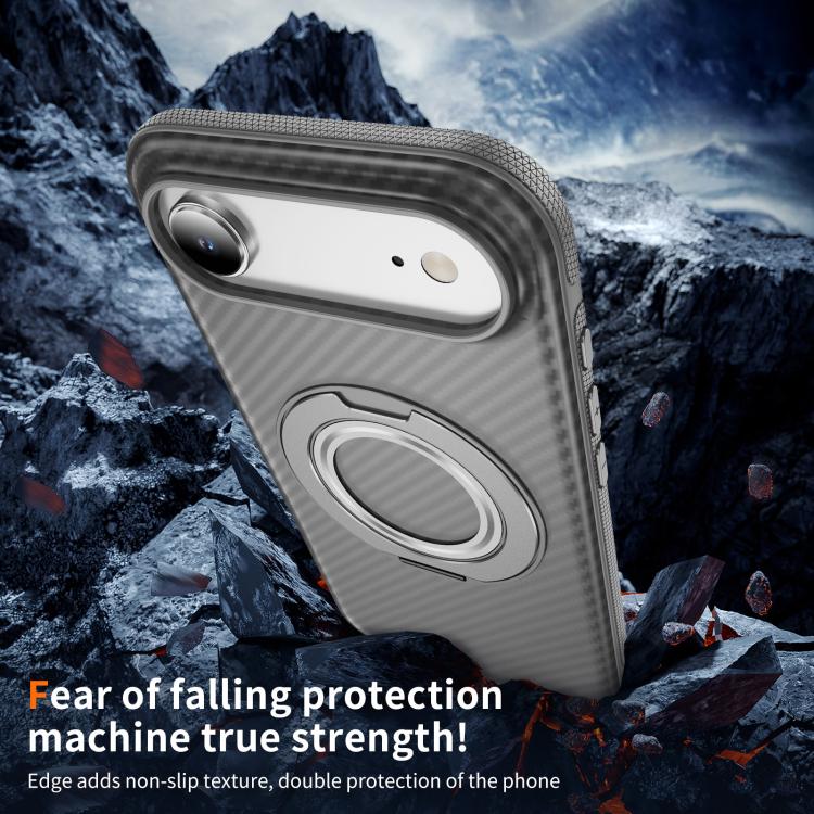 For iPhone Air Carbon Fiber Gear Holder C Type MagSafe Phone Case(Bright Grey+Grey) - iPhone Air Cases by buy2fix | Online Shopping UK | buy2fix