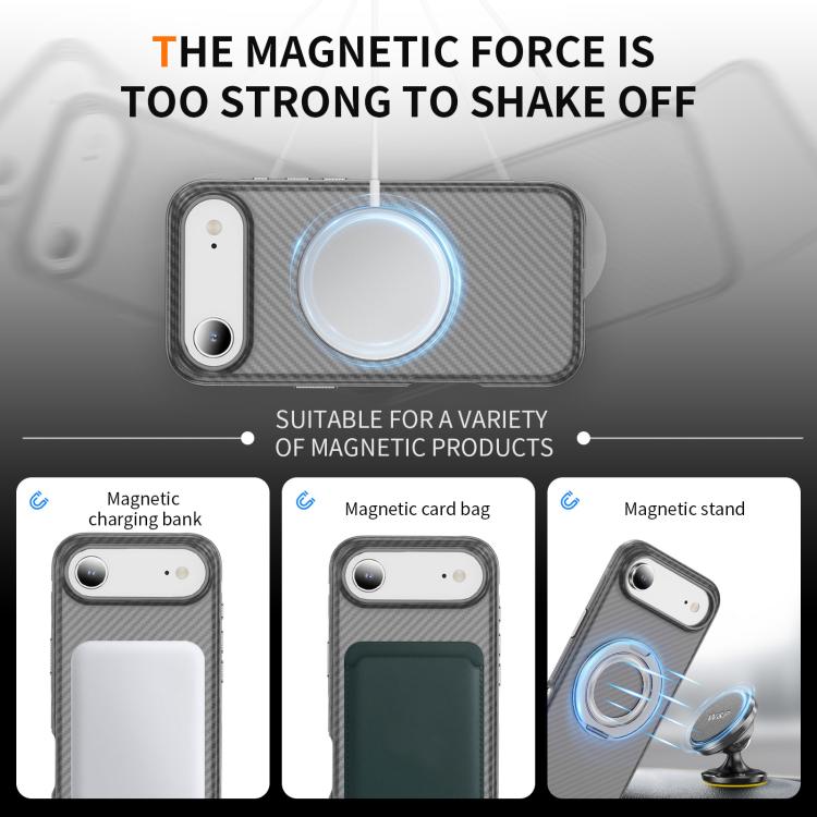 For iPhone Air Carbon Fiber Gear Holder C Type MagSafe Phone Case(Bright Grey+Grey) - iPhone Air Cases by buy2fix | Online Shopping UK | buy2fix