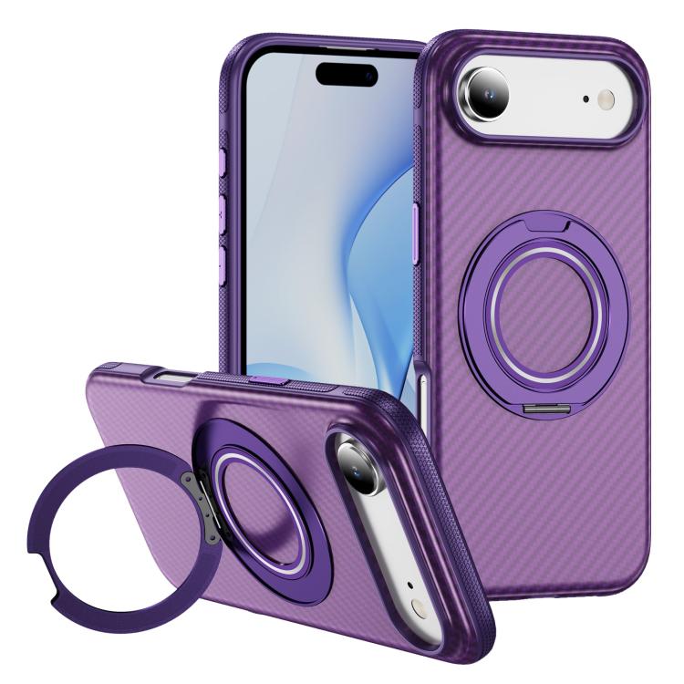 For iPhone Air Carbon Fiber Gear Holder C Type MagSafe Phone Case(Bright Purple + Purple) - iPhone Air Cases by buy2fix | Online Shopping UK | buy2fix