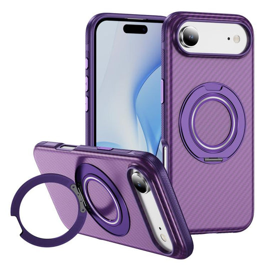 For iPhone Air Carbon Fiber Gear Holder C Type MagSafe Phone Case(Bright Purple + Purple) - iPhone Air Cases by buy2fix | Online Shopping UK | buy2fix