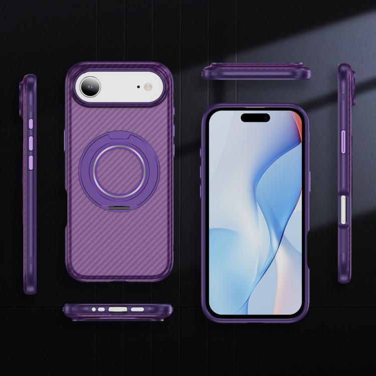 For iPhone Air Carbon Fiber Gear Holder C Type MagSafe Phone Case(Bright Purple + Purple) - iPhone Air Cases by buy2fix | Online Shopping UK | buy2fix