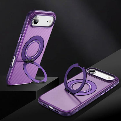 For iPhone Air Carbon Fiber Gear Holder C Type MagSafe Phone Case(Bright Purple + Purple) - iPhone Air Cases by buy2fix | Online Shopping UK | buy2fix