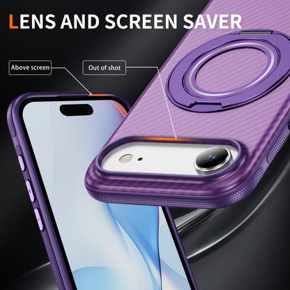 For iPhone Air Carbon Fiber Gear Holder C Type MagSafe Phone Case(Bright Purple + Purple) - iPhone Air Cases by buy2fix | Online Shopping UK | buy2fix