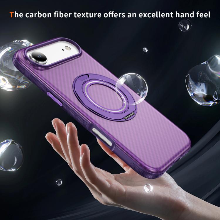 For iPhone Air Carbon Fiber Gear Holder C Type MagSafe Phone Case(Bright Purple + Purple) - iPhone Air Cases by buy2fix | Online Shopping UK | buy2fix