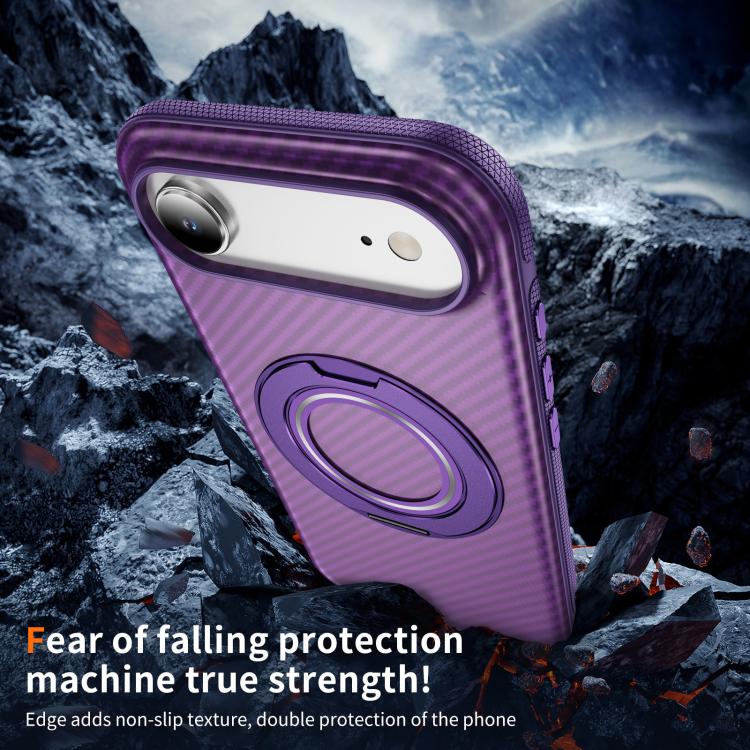 For iPhone Air Carbon Fiber Gear Holder C Type MagSafe Phone Case(Bright Purple + Purple) - iPhone Air Cases by buy2fix | Online Shopping UK | buy2fix
