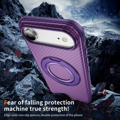 For iPhone Air Carbon Fiber Gear Holder C Type MagSafe Phone Case(Bright Purple + Purple) - iPhone Air Cases by buy2fix | Online Shopping UK | buy2fix