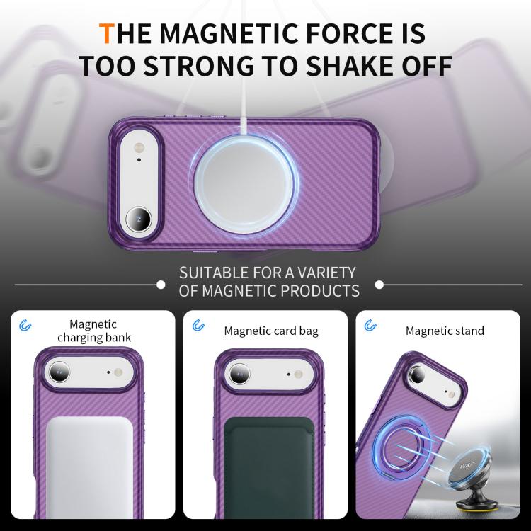 For iPhone Air Carbon Fiber Gear Holder C Type MagSafe Phone Case(Bright Purple + Purple) - iPhone Air Cases by buy2fix | Online Shopping UK | buy2fix